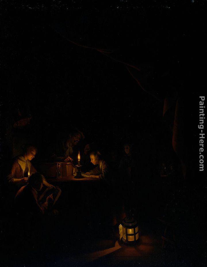 The Night School painting - Gerrit Dou The Night School art painting